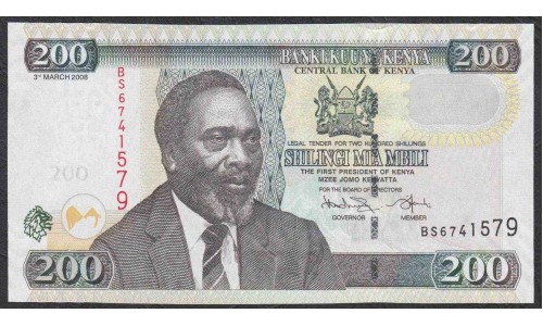 Кения 200 шиллингов 2008 года (KENYA 200 shillings 2008) P49с: UNC