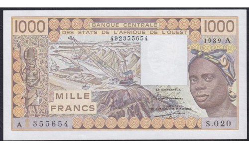 Кот-д'Ивуар 1000 франков 1989 (Cote d'Ivoire 1000 francs not 1989) P 107Ai: UNC