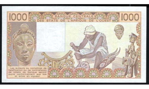 Кот-д'Ивуар 1000 франков 1990 (Cote d'Ivoire 1000 francs not 1990) P 107Aj: UNC