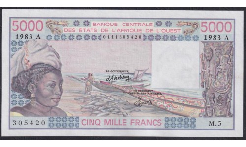 Кот-д'Ивуар 5000 франков 1983 год (Cote d'Ivoire 5000 francs not 1983) P 108Ak: UNC