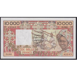 Кот-д'Ивуар 10000 франков без даты, 42245 (Cote d'Ivoire 10000 francs not dated) P 109Ai: UNC