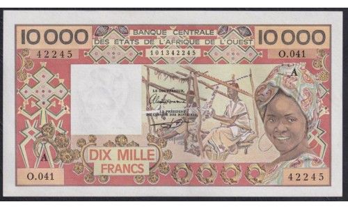 Кот-д'Ивуар 10000 франков без даты, 42244 (Cote d'Ivoire 10000 francs not dated) P 109Ai: UNC