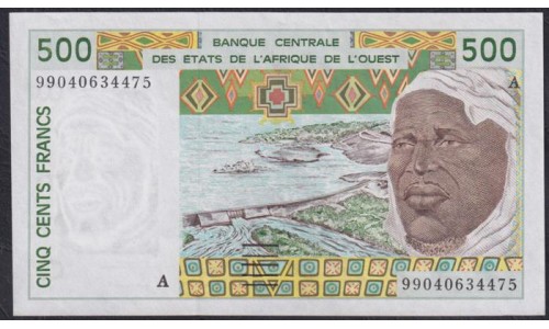 Кот-д'Ивуар 500 франков 1999 (Cote d'Ivoire 500 francs 1999) P 110Aj: UNC