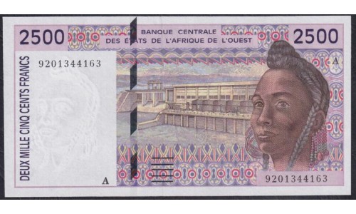 Кот-д'Ивуар 2500 франков 1992 (Cote d'Ivoire 2500 francs 1992) P 112Aa: UNC