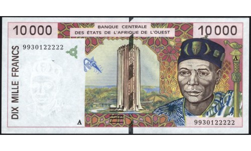 Кот-д'Ивуар 10000 франков 1999 (Cote d'Ivoire 10000 francs 1999) P 114Ah : UNC