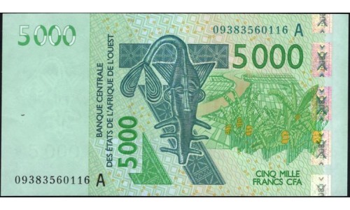 Кот-д'Ивуар 5000 франков 2009 (Cote d'Ivoire 5000 francs 2009) P 117Ah : UNC