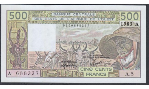 Кот-д'Ивуар 500 франков 1983 (Cote d'Ivoire 500 francs not 1983) P 106Af: UNC