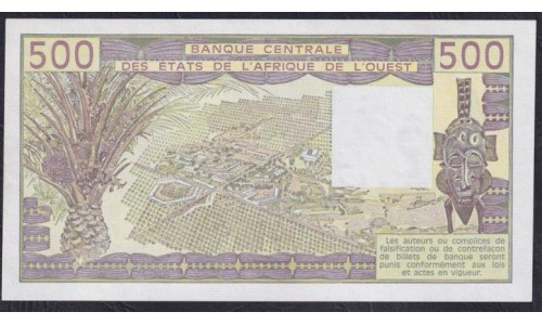 Кот-д'Ивуар 500 франков 1985 года (Cote d'Ivoire 500 francs 1985) P 106Ai: UNC