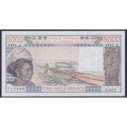 Кот-д'Ивуар 5000 франков 1991 (Cote d'Ivoire 5000 francs not 1991) P 108Ar: UNC