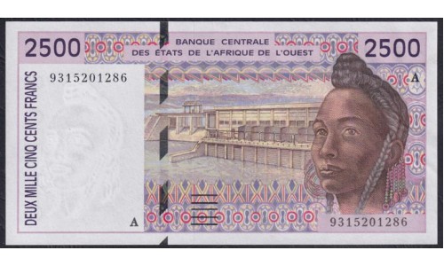 Кот-д'Ивуар 2500 франков 1993 (Cote d'Ivoire 2500 francs 1993) P 112Ab: UNC