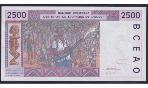 Кот-д'Ивуар 2500 франков 1993 (Cote d'Ivoire 2500 francs 1993) P 112Ab: UNC