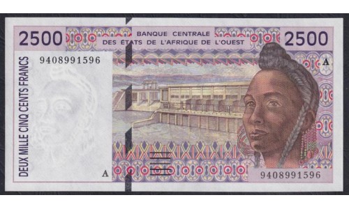 Кот-д'Ивуар 2500 франков 1994 (Cote d'Ivoire 2500 francs 1994) P 112Ac: UNC