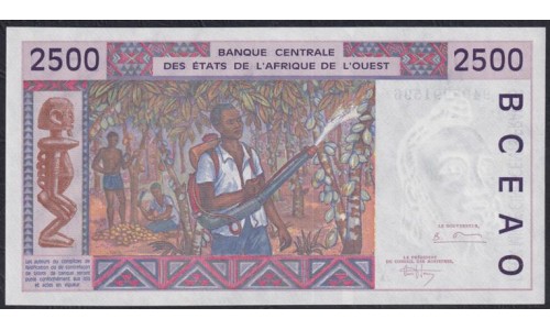 Кот-д'Ивуар 2500 франков 1994 (Cote d'Ivoire 2500 francs 1994) P 112Ac: UNC