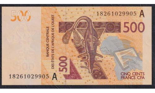 Кот-д'Ивуар 500 франков 2018 (Cote d'Ivoire 500 francs 2018) P 119Ag: UNC