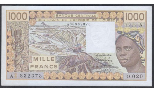 Кот-д'Ивуар 1000 франков 1989 (Cote d'Ivoire 1000 francs not 1989) P 107Ai: UNC