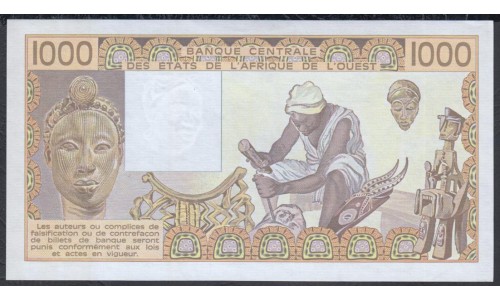 Кот-д'Ивуар 1000 франков 1989 (Cote d'Ivoire 1000 francs not 1989) P 107Ai: UNC
