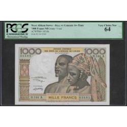 Кот-д'Ивуар 1000 франков без даты (Cote d'Ivoire 1000 francs not dated) P 103Ak : UNC PCGS 64