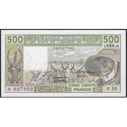 Кот-д'Ивуар 500 франков 1986 (Cote d'Ivoire 500 francs not 1986) P 106Aj : UNC