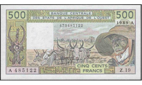 Кот-д'Ивуар 500 франков 1989 (Cote d'Ivoire 500 francs not 1989) P 106Am : UNC