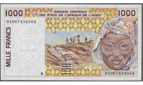 Кот-д'Ивуар 1000 франков 2001 (Cote d'Ivoire 1000 francs 2001) P 111Aj : aUnc