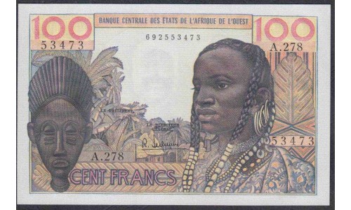 Кот-д'Ивуар 100 франков без даты (Cote d'Ivoire 100 francs not dated) P 101Ag: UNC