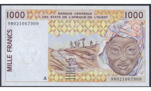 Кот-д'Ивуар 1000 франков 1998 (Cote d'Ivoire 1000 francs 1998) P 111Ah: UNC