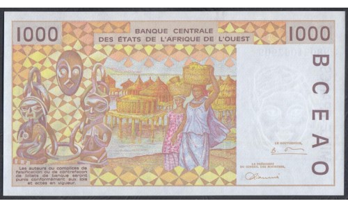 Кот-д'Ивуар 1000 франков 1998 (Cote d'Ivoire 1000 francs 1998) P 111Ah: UNC