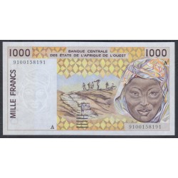 Кот-д'Ивуар 1000 франков 1991 (Cote d'Ivoire 1000 francs 1991) P 111Aa: UNC