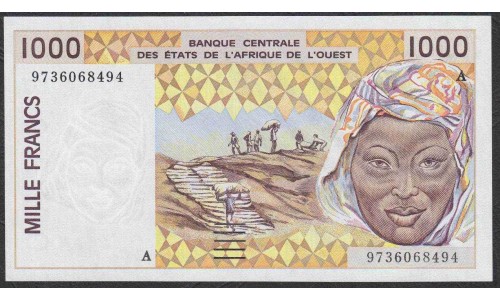 Кот-д'Ивуар 1000 франков 1997 (Cote d'Ivoire 1000 francs 1997) P 111Ag : UNC