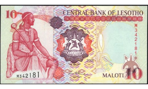 Лесото 10 малоти 2005 (Lesotho 10 maloti 2005) P 15c : UNC