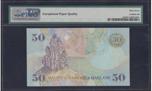 Лесото 50 малоти 1989 года (Lesotho 50 maloti 1989) P 13a: PMG 67 Superb Gem UNC EPQ