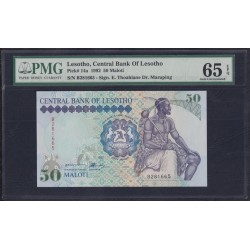 Лесото 50 малоти 1992 года, РЕДКИЕ (Lesotho 50 maloti 1992) P 14a: PMG 65 Gem UNC EPQ