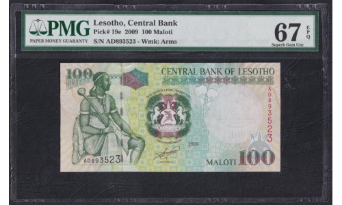 Лесото 100 малоти 2009 года (Lesotho 100 maloti 2009) P 19e: PMG 67 Superb Gem UNC EPQ