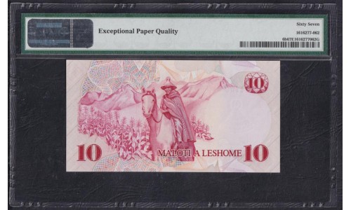 Лесото 10 малоти 1981 года, L/81 49409 (Lesotho 10 maloti 1981) P 6b: PMG 67 Superb Gem UNC EPQ