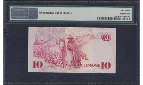 Лесото 10 малоти 1981 года, L/81 494117 (Lesotho 10 maloti 1981) P 6b: PMG 67 Superb Gem UNC EPQ