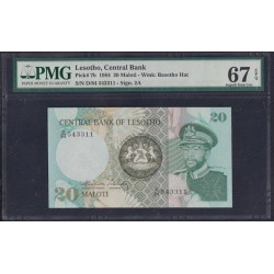 Лесото 20 малоти 1984 года (Lesotho 20 maloti 1984) P 6b: PMG 67 Superb Gem UNC EPQ