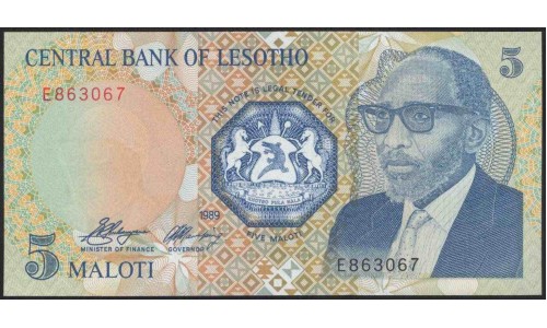 Лесото 5 малоти 1989 (Lesotho 5 maloti 1989) P 10a : Unc