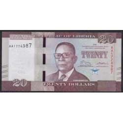 Либерия 20 долларов 2016 (Liberia 20 dollars 2016) P 33a : Unc
