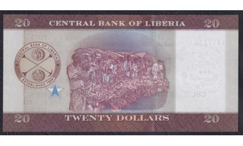 Либерия 20 долларов 2016 (Liberia 20 dollars 2016) P 33a : Unc