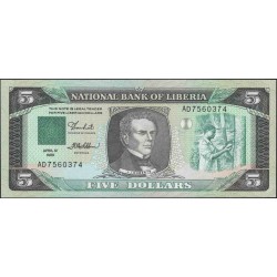 Либерия 5 долларов 1989 (Liberia 5 dollars 1989) P 20 : Unc