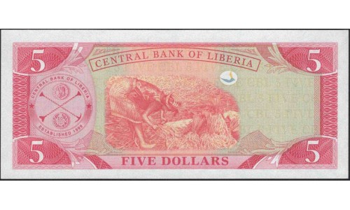 Либерия 5 долларов 2003 (Liberia 5 dollars 2003) P 26a : Unc
