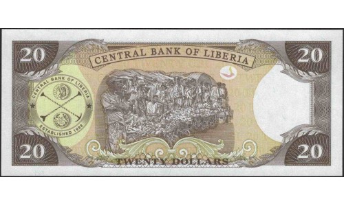 Либерия 20 долларов 2003 (Liberia 20 dollars 2003) P 28a : Unc