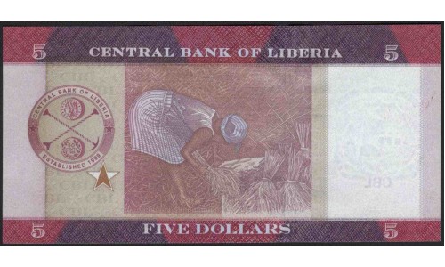 Либерия 5 долларов 2016 (Liberia 5 dollars 2016) P 31a : Unc