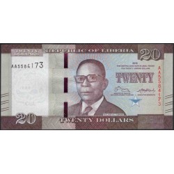 Либерия 20 долларов 2016 (Liberia 20 dollars 2016) P 33a : Unc