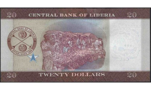 Либерия 20 долларов 2016 (Liberia 20 dollars 2016) P 33a : Unc