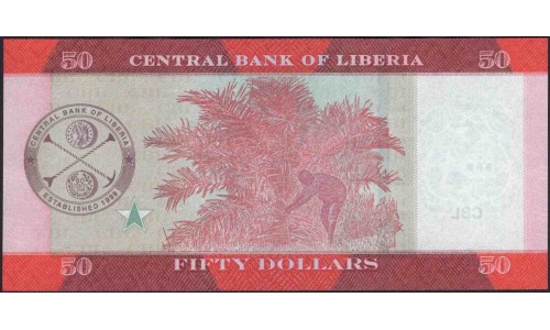 Либерия 50 долларов 2016 (Liberia 50 dollars 2016) P 34a : Unc