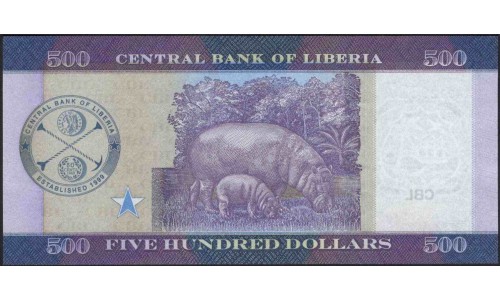 Либерия 500 долларов 2016 (Liberia 500 dollars 2016) P 36a : Unc