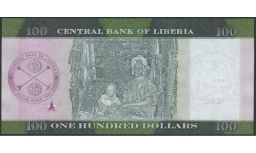 Либерия 100 долларов 2021 (Liberia 100 dollars 2021) P W41 : UNC