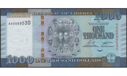 Либерия 1000 долларов 2022 (Liberia 1000 dollars 2022) P W43 : UNC