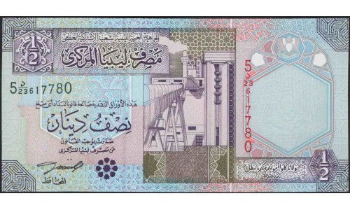 Ливия 1/2 динара б/д (2002) (Libya 1/2 dinar ND (2002)) P 63 : Unc